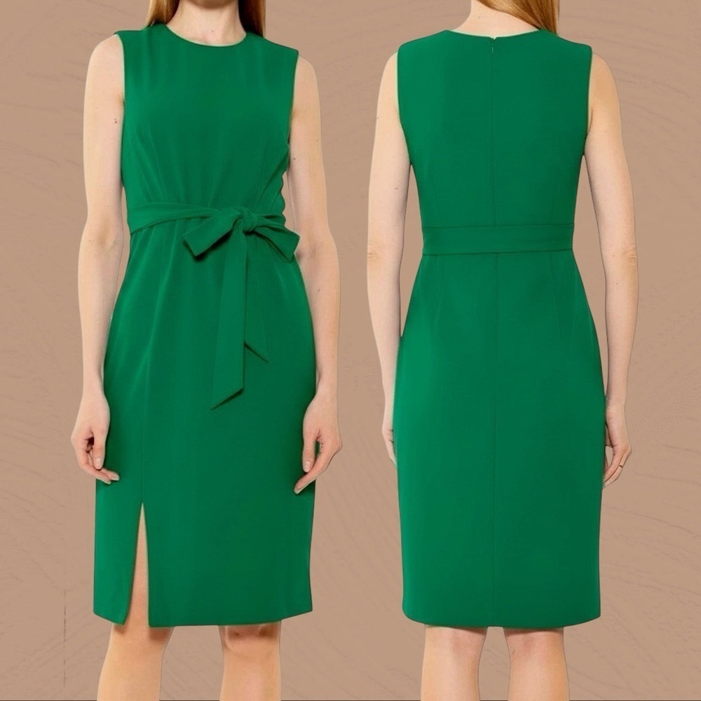 NWT Alexia Admor ‘Kinsley’ Sleeveless Crew Neck Sheath Dress in Deep Jade Green